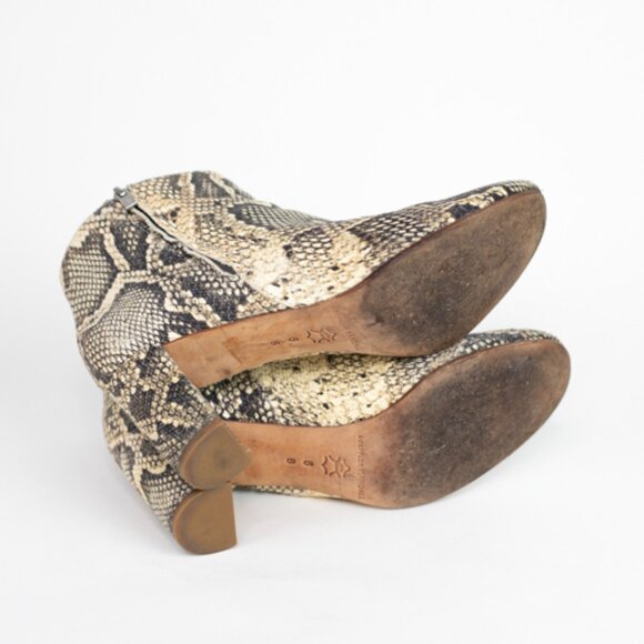 Loeffler Randal Greer Leather Ankle Boot Python Snake Print Size 8 - Picture 9 of 12